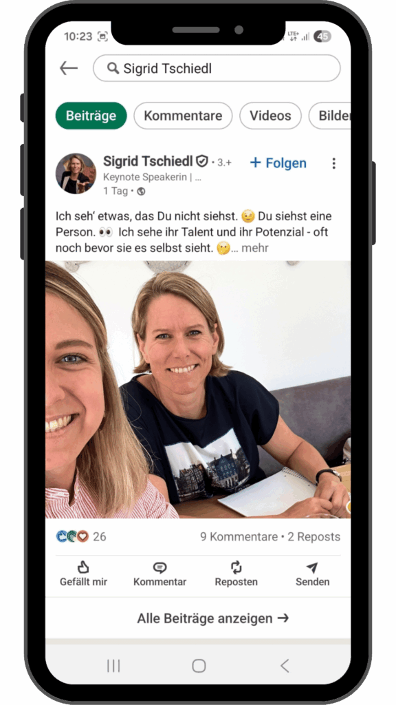 Projektfoto aus der laufenden Social Media Betreuung für Sigrid Tschiedl
